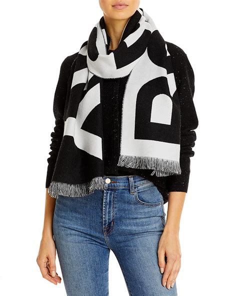 burberry logo organic wool jacquard scarf